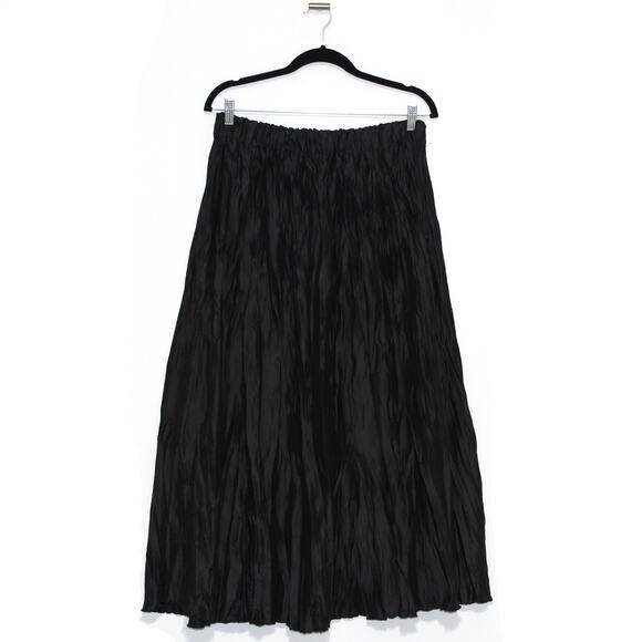 Armine Black Crinkle Pleated Midi Skirt Size XL TR 44 - Picture 1 of 7